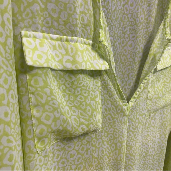 Banana Republic neon yellow animal print sheer button down shirt - Picture 5 of 14